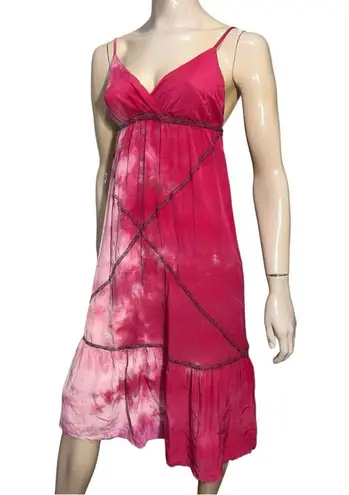 Gypsy 05 Women’s Size S Magenta Pink Tie Dye Silk Midi Slip Dress