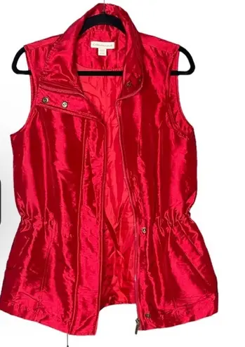 Coldwater Creek Red Metallic Vest Drawstring Waist Womens S/M (6/8) Christmas