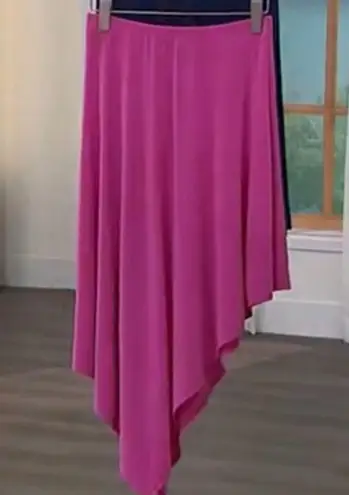 David Meister Hot Pink Fluid Jersey Asymmetrical Elastic Waist Skirt Size XL NEW