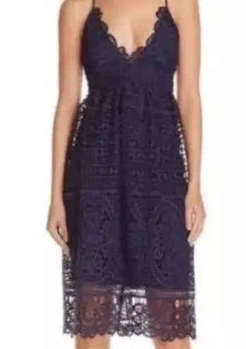 Bardot French Navy Lace Strappy Back Knee Length Dress size 6/Small