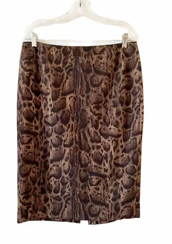 Lafayette 148  Brown Leopard Wool Pencil Skirt