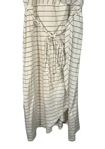 Market & Spruce White Striped Annora Faux Wrap Sleeveless Knit Dress Women Sz L