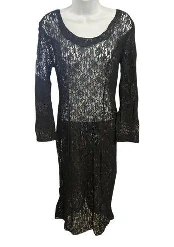 By Choice California Black Lace Corset Back Long Sleeve Dress Size 13