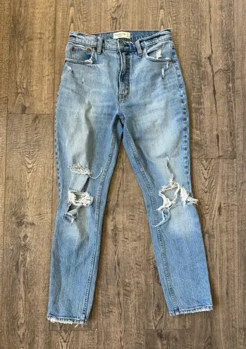 Abercrombie & Fitch  Curve Love High Rise Skinny Light Wash Distressed Jeans