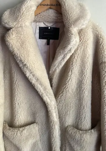 BCBGMAXAZRIA Willow Faux Fur Shearling Coat Ivory