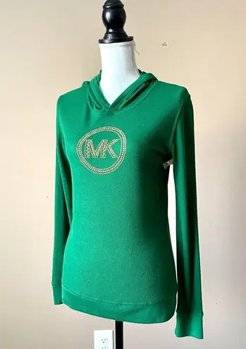 Michael Kors  | Green Studded Logo Knit Hoodie Sz S