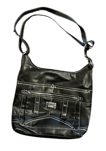 Born concept Black b.o.c. faux leather crossbody shoulder bag with interior power bank pocket