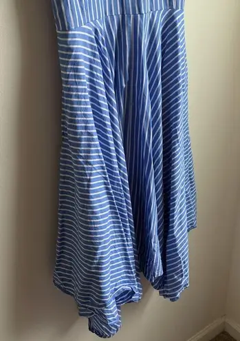 Ivy & Blue Striped Button Front Collared Shirt Dress (Sz 14) Blue & White Cotton