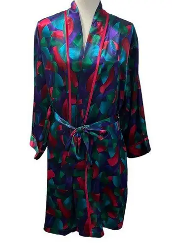 Cacique Lingerie Multicolor Abstract 3/4 Sleeve Short Robe M