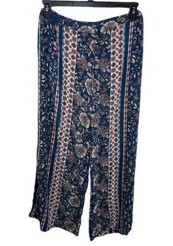 Angie  Boho Mixed Print Pull On Pants Wide Leg relaxed size Large