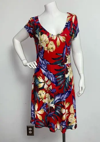 Lascana Venus Red Tropical Floral Dress Fit & Flare Hawaiian Women's Size M Size M