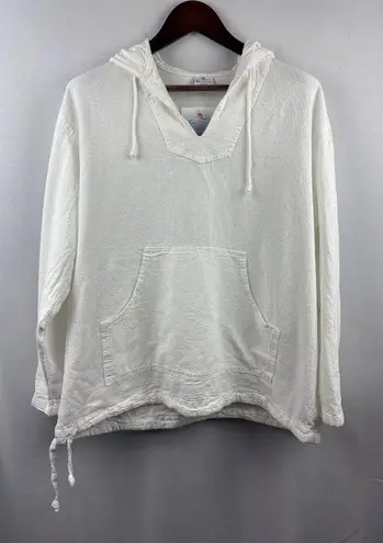 Women’s Sea Breeze XL Cotton Long Sleeve Hoodie with Front Pocket & Adjustable W White