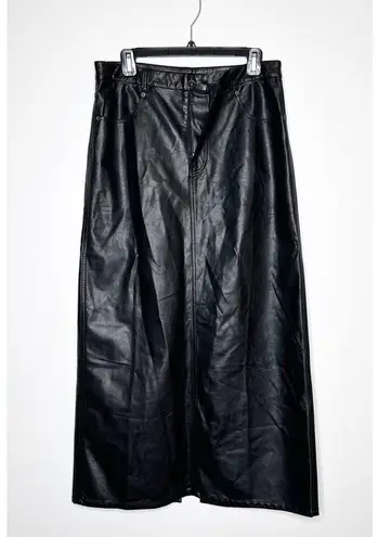 Free People NWT  Faux Leather City Slicker Vegan Maxi Skirt Womens Black Size 8