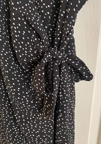 ROW A NEW  Black and White Polka-Dot Dress Side Tie Size L