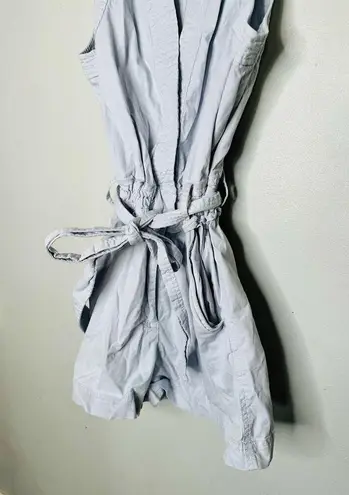DEREK LAM 10 CROSBY x RTR Light Blue Cotton Button Front Tie Waist Romper Size46 Size undefined