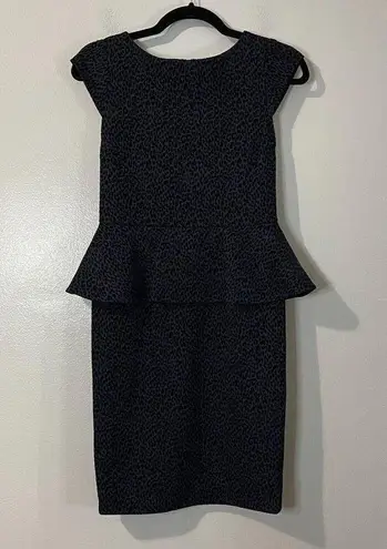 Alice + Olivia  Victoria Peplum Dress Size 2 Navy Leopard Velvet Cocktail Party