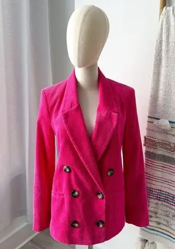 ZARA  Fuchsia Corduroy Double-Breasted Blazer Jacket Women’s Size Small-Medium