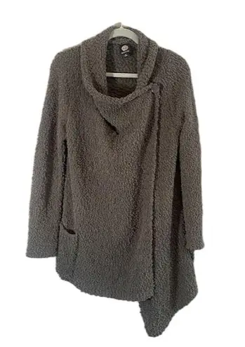 Bobeau Gray Boucle Waterfall Front Popcorn Sweater Cardigan Women Sz M