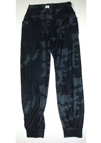 prAna New NWT Womens Pants Layna Joggers M Black Gray Camo HIgh Rise Waist Silky