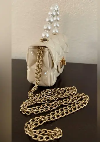 Cream Quilted Mini | Micro Bag Gold