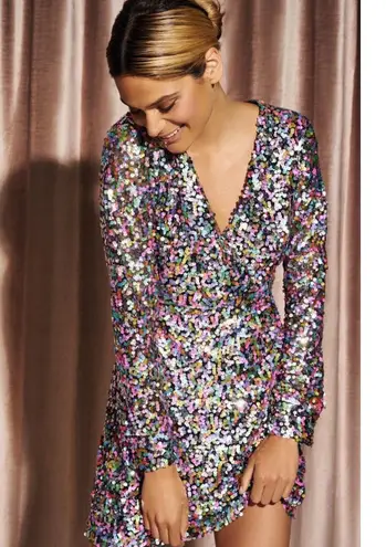 Hutch Demi Confetti Mini Dress in Rainbow Sequins Multi Color Size 2
