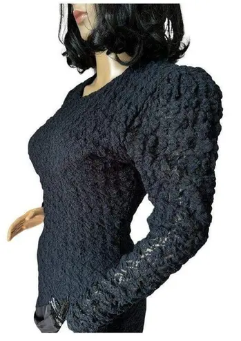 Vintage 80's Diamond's Run by Wayne Diamond sequin beaded black dress X