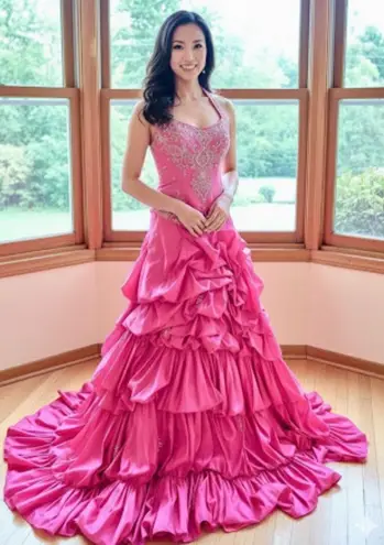 MARY's 3 Piece Pink Satin Prom Quincy Dress Set