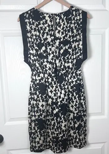 Reiss Black & White Patterned Silk Satin Layered Cocktail Dress
