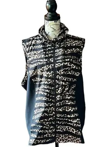 Chico's Weekends Vest Sz 3 XL Animal Print Zip Up Sleeveless Jacket SATIN