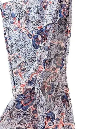 MISA Los Angeles MISA Aries Mesh Cut Out Midi Dress in Feathered Floral Blue Size XL NWT