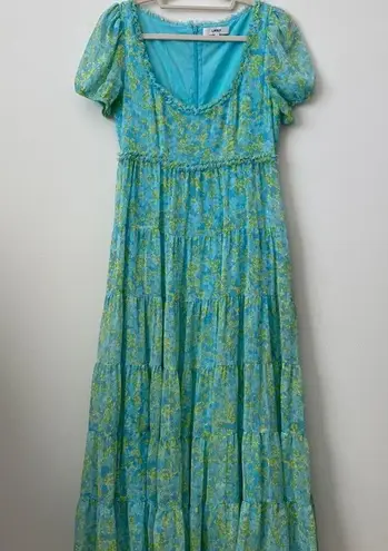 Likely Chloe Crinkled Floral Chiffon Midi Maxi Dress Size: 6