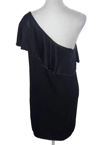 One Shoulder Black Satin Mini Dress Size XS Krisa Black Dress