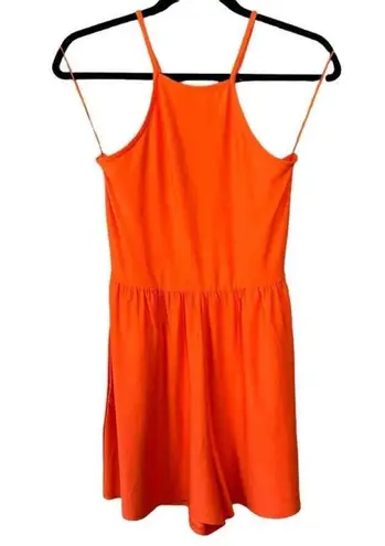 Abound NWT  Romper Lace Up Back Shorts Pockets Summer Orange Fluro Size Small thumbnail 4