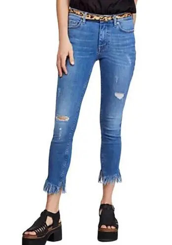 Free People  Womens 24 Great Heights Frayed Skinny Jeans Mid Rise Ankle