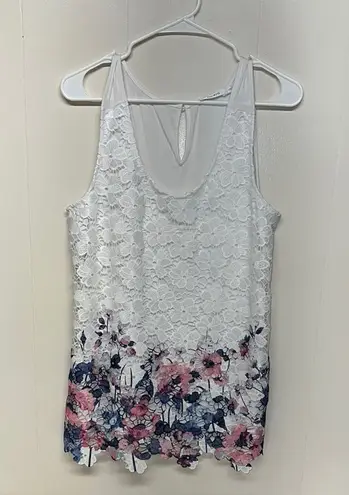 Ricki's Pink and White Lace Floral Tank Top Size L