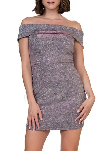 Jump Apparel Off Shoulder Metallic Mini Dress L