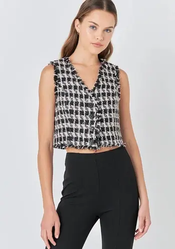 Endless Rose NWT Black and White Tweed Quiet Luxury Vest