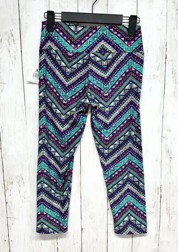 Sexy Basics 24/7 Anywear Pants Women Size Small Aztec Print Leggings Teal NWT Blue