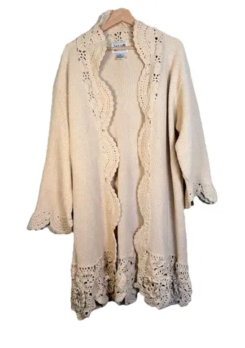 Lacy Afternoon Cardigan Size L Floral Tapestry Duster Lace Boho Cottagecore Size L