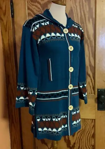 Vintage 70s OOAK. Bell sleeve Shacket Blue