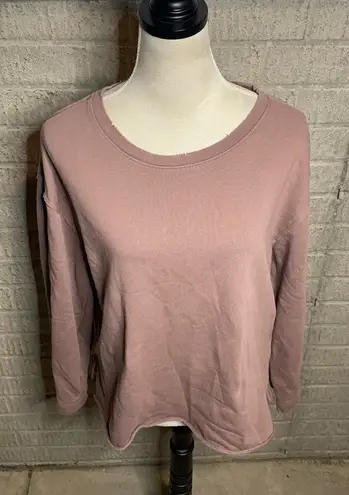 Peace Love World Mauve Raw Edge Crewneck Distressed Casual Sweatshirt Size XS