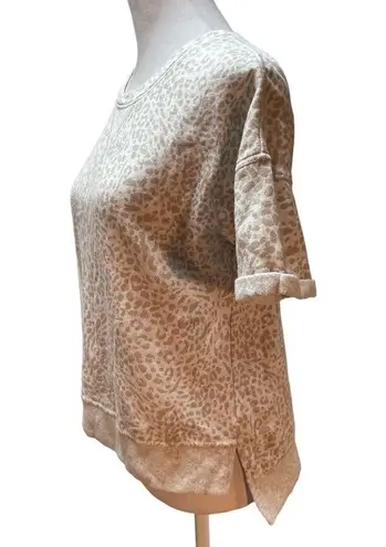 Stars Above Cream with Tan & Pale Pink Animal Print Short Cuff Sleeve Sweatshirt