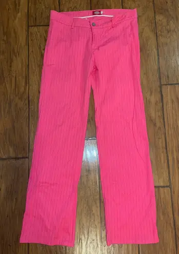 Dickies Vintage Y2K hot pink pinstripe slacks trousers straight leg pants juniors sz 11