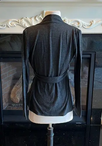 Sequin Top Tank Knit Long Sleeve Belted Charcoal Gray Womens Medium