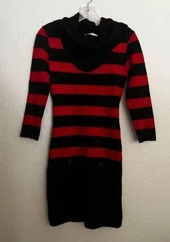 Hera Collection Striped Cowl Neck Sweater Dress Size: S