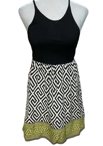 Alice & Trixie Black, White & Green 100% Silk Sleeveless Dress Size XS