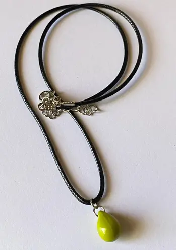 Handmade opaque chartreuse green color teardrop Czech glass simple minimalist necklace💚