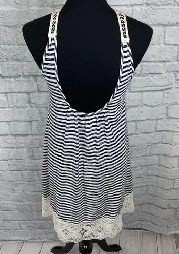 Hazel Boutique Hazel 100% cotton striped dress with lace size medium women
