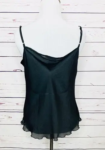 kim rogers Black Sheer Frilled Hem Camisole Size Small