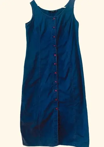 Vintage “Racing Green” Blue Button Down Midi Dress
